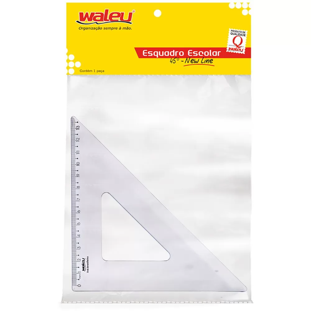 ESQUADRO PLÁSTICO 45 GRAUS 21CM WALEU CRISTAL
