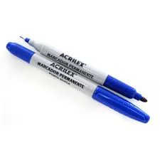 MARCADOR PERMANENTE PONTA DUPLA AZUL - ACRILEX