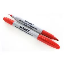 MARCADOR PERMANENTE PONTA DUPLA VERMELHO