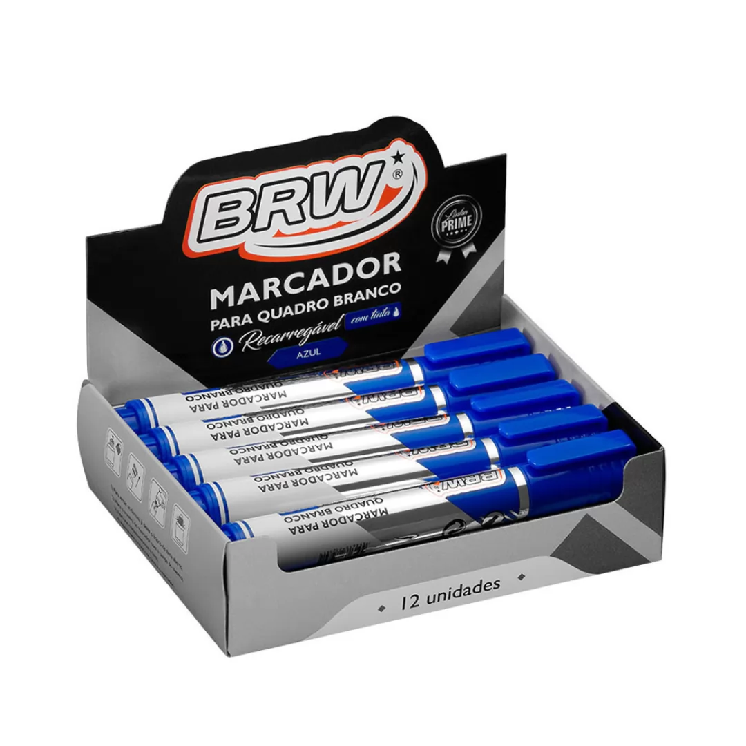 MARCADOR QUADRO BRANCO RECARREGÁVEL AZUL