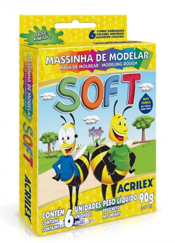 MASSINHA SOFT CONJUNTO DE 6 CORES ACRILEX