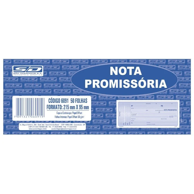 NOTA PROMISSÓRIA AMARELA 50 FL 95X215MM SD