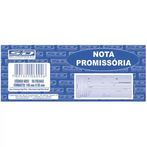 NOTA PROMISSÓRIA AMARELA 50 FL MINI 65X145MM SD