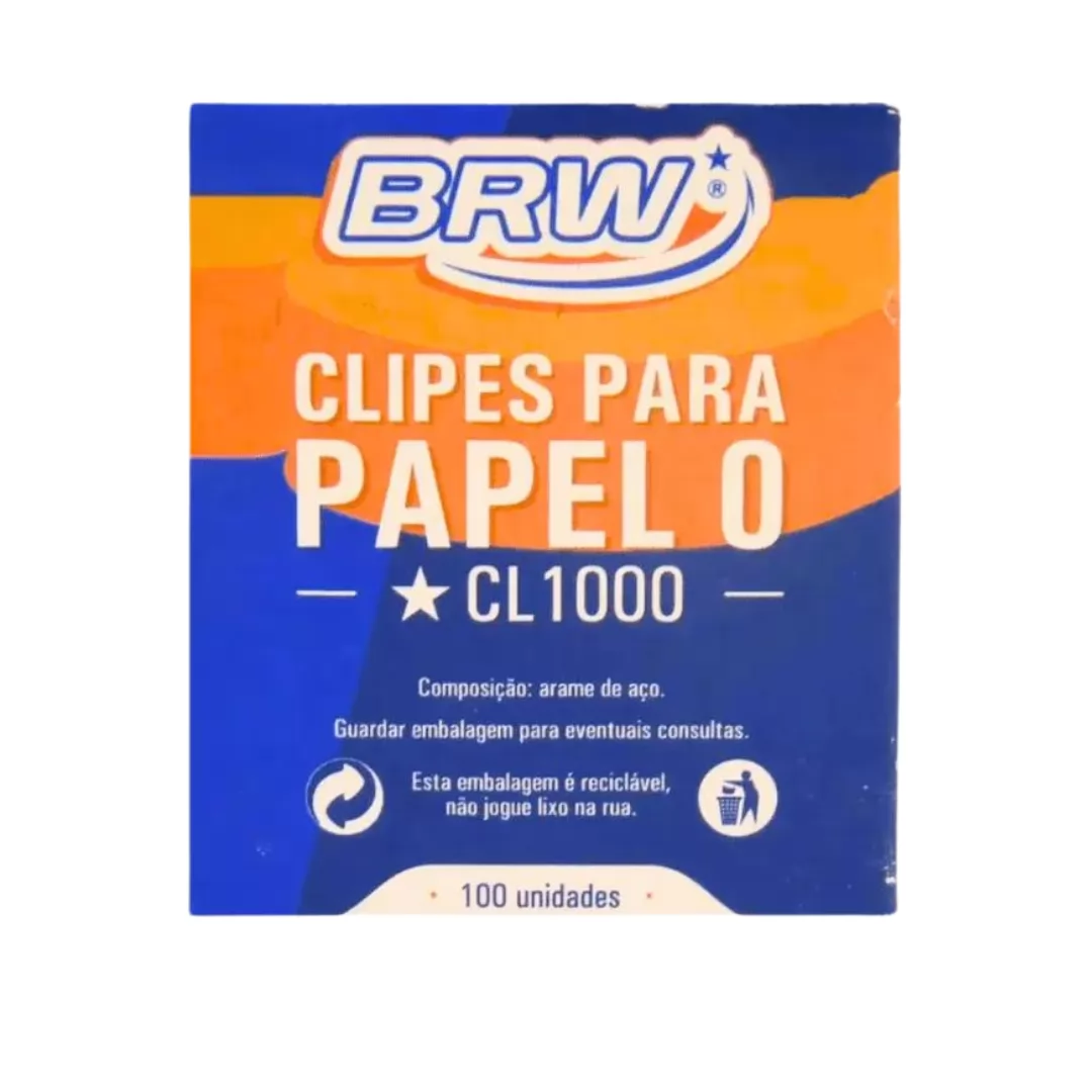 CLIPS PARA PAPEL 0/0 - CX C/ 100 UN BRW