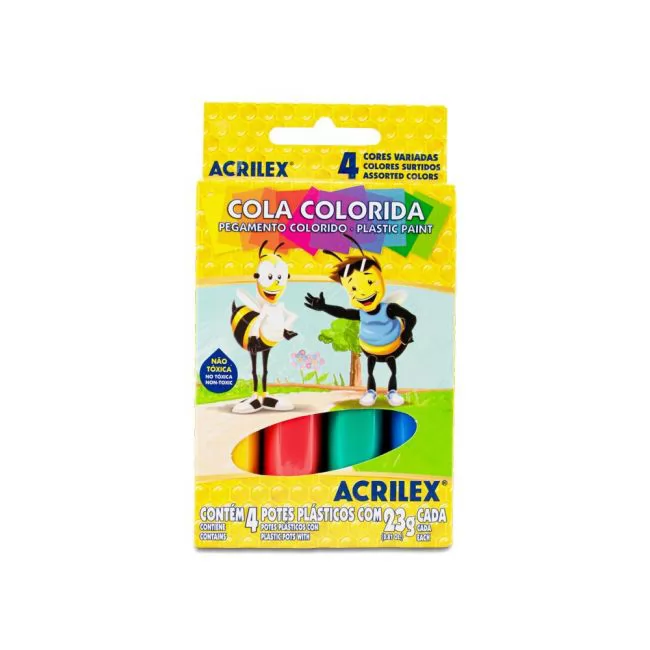 COLA COLORIDA 4 POTES COM 23 G- ACRILEX