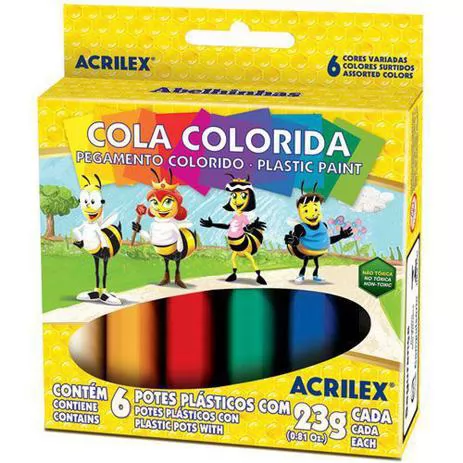 COLA COLORIDA 6 POTES COM 23 G