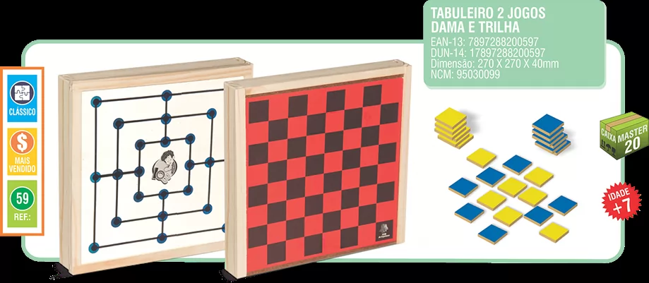 JOGO EM TABULEIRO DAMA XADREZ E TRILHA