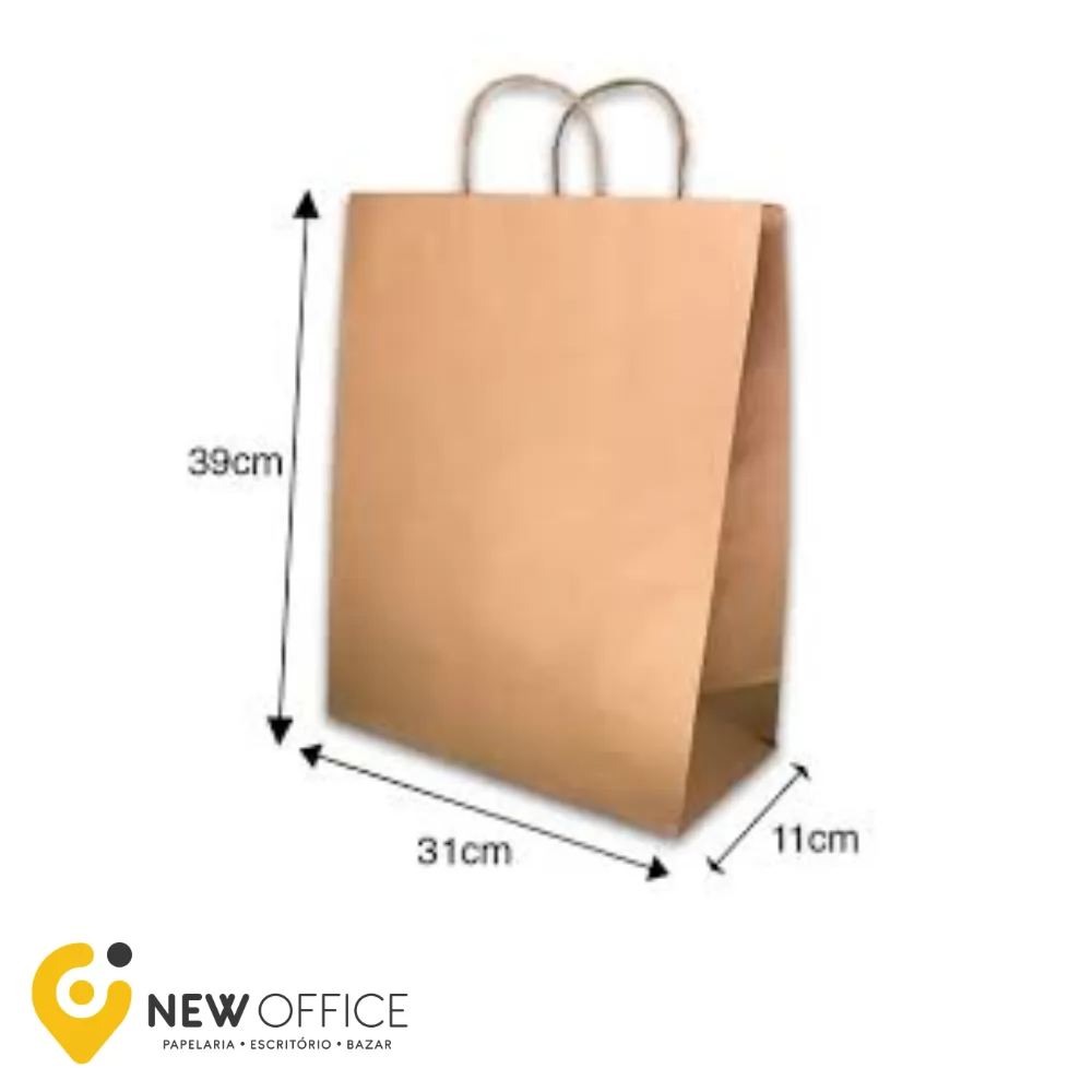 SACOLA PAPEL KRAFT NATURAL 31X39X12CM