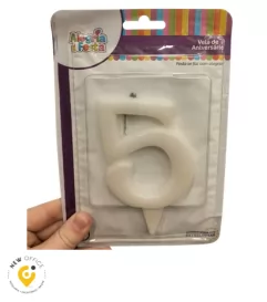 VELA ESTILO GIGANTE N.5 BRANCO- ALEGRIA E FESTA
