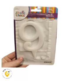 VELA ESTILO GIGANTE N.9 BRANCO- ALEGRIA E FESTA