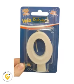 VELA PARA ANIVERSARIO Nº 0 GLITTER BRANCA  - FESTCOLOR