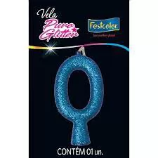 VELA PURO GLITTER AZUL N 0