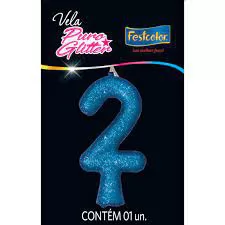 VELA PURO GLITTER AZUL N 2 10X01