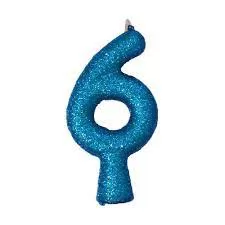 VELA PURO GLITTER AZUL N 6