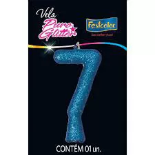 VELA PURO GLITTER AZUL N 7