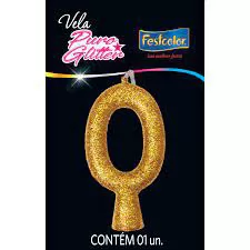 VELA PURO GLITTER DOURADA N 0