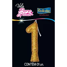 VELA PURO GLITTER DOURADA N 1