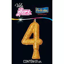 VELA PURO GLITTER DOURADA N 4