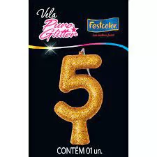 VELA PURO GLITTER DOURADA N 5