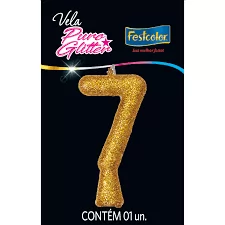 VELA PURO GLITTER DOURADA N 7