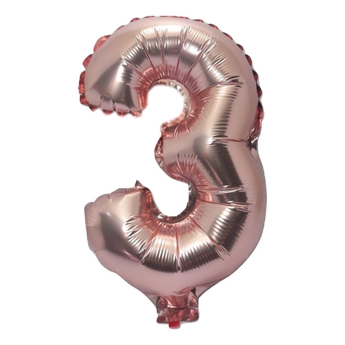 BALÃO NUMERO 3 ROSE GOLD 40 CM UNIDADE