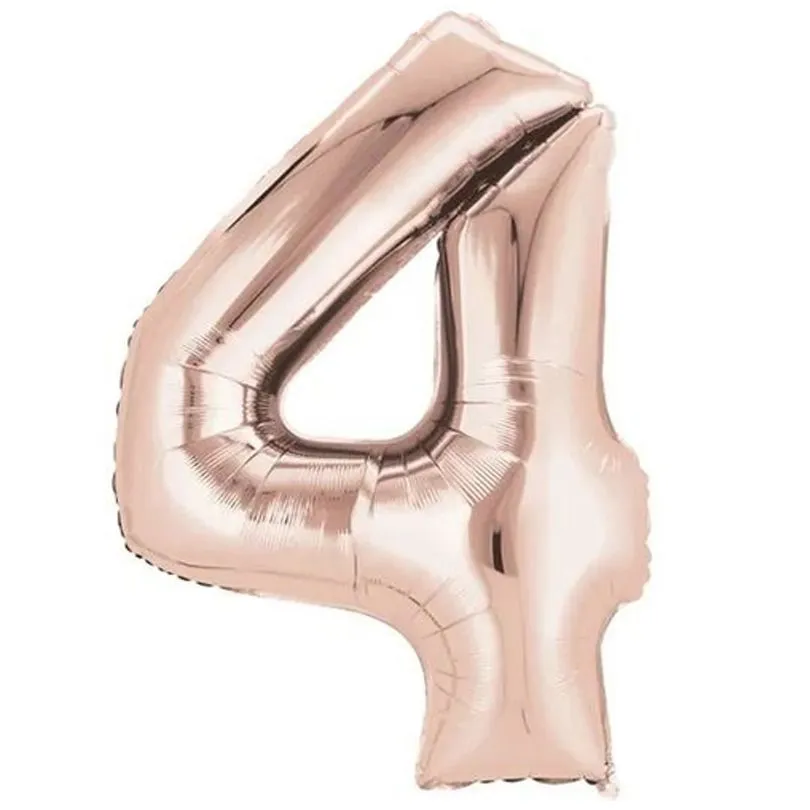 BALÃO NUMERO 4 ROSE GOLD 40 CM UNIDADE