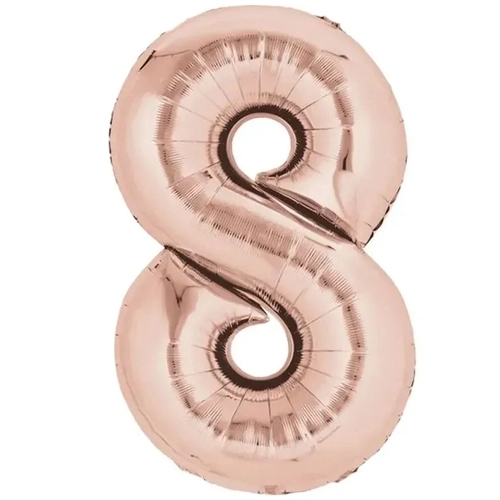 BALÃO NUMERO 8 ROSE GOLD 40 CM UNIDADE