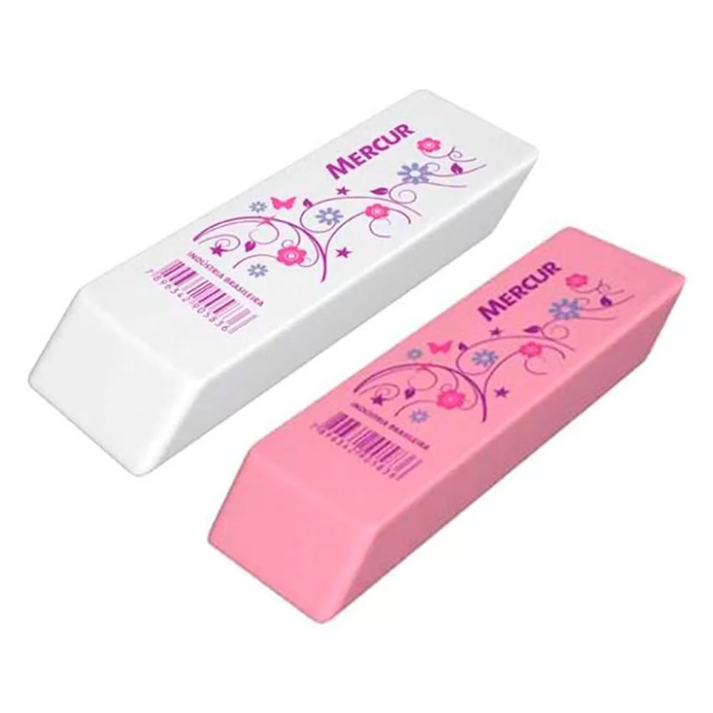 BORRACHA MERCUR TR DECORADA ROSA/BRANCA UN