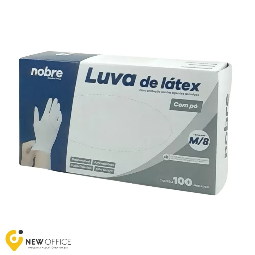 LUVA LATEX PROCEDIM M C/PO C/100 NV