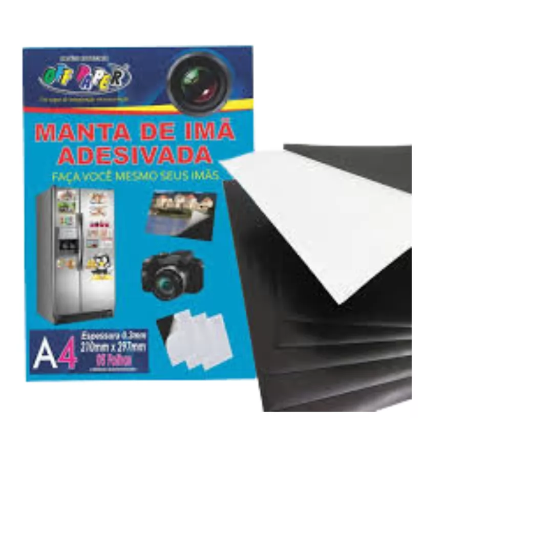 MANTA DE IMÃ ADESIVADA A4 OFF PAPER 05FL PRETO