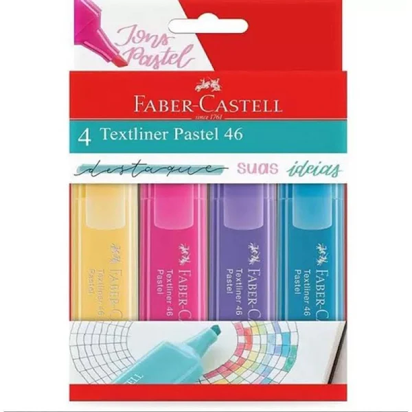 MARCA TEXTO PASTEL 46 - ESTOJO 4 CORES