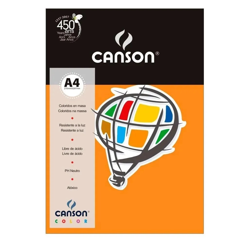PAPEL COLOR A4 180G CANSON 10FL LARANJA
