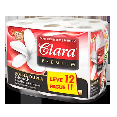 PAPEL HIGIÊNICO CLARA FOLHA DUPLA 06X12X30 PREMIUM