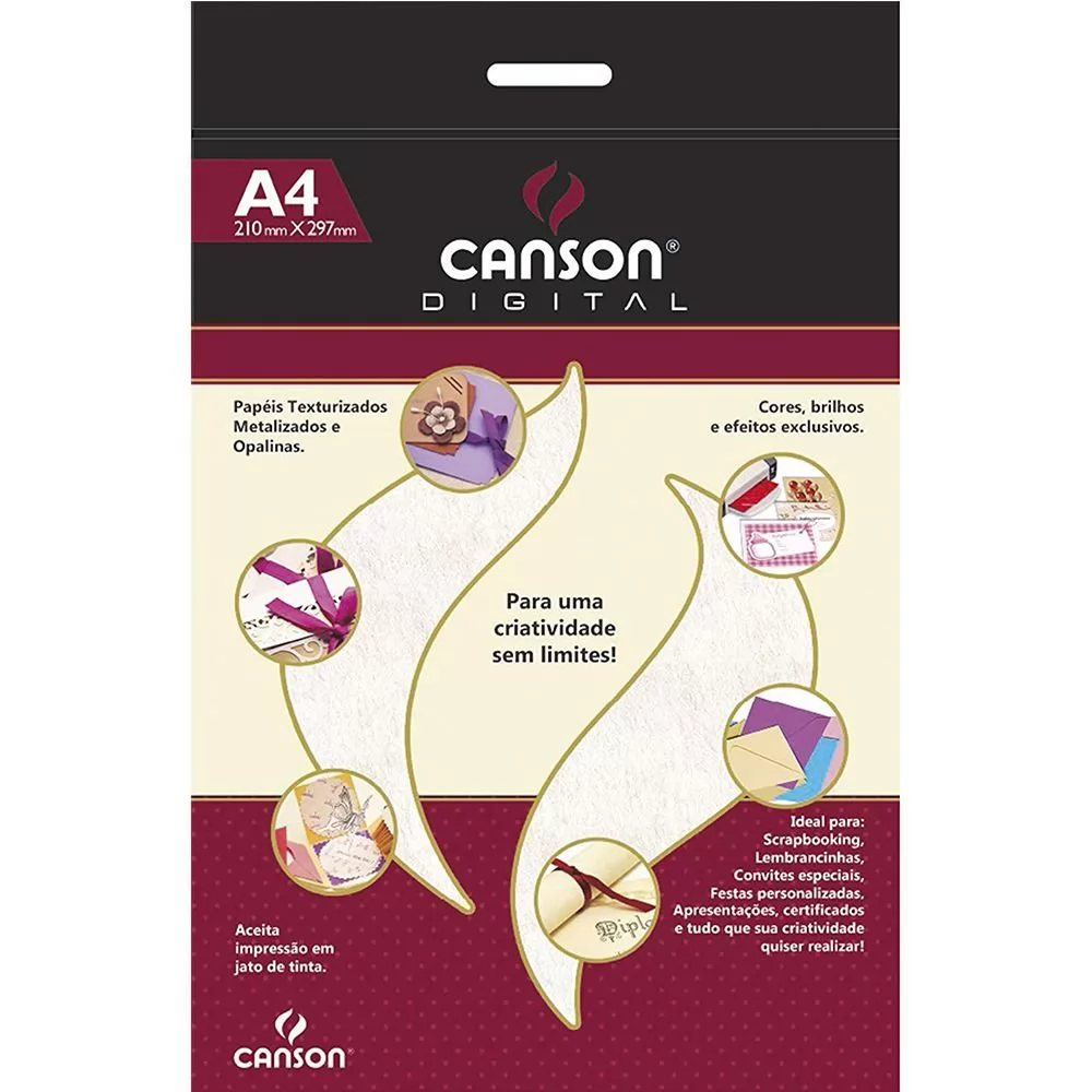 PAPEL OPALINA A4 180G CANSON BRANCO TELADO AVULSO