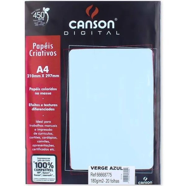 PAPEL VERGÊ A4 120G CANSON AZUL 30FL