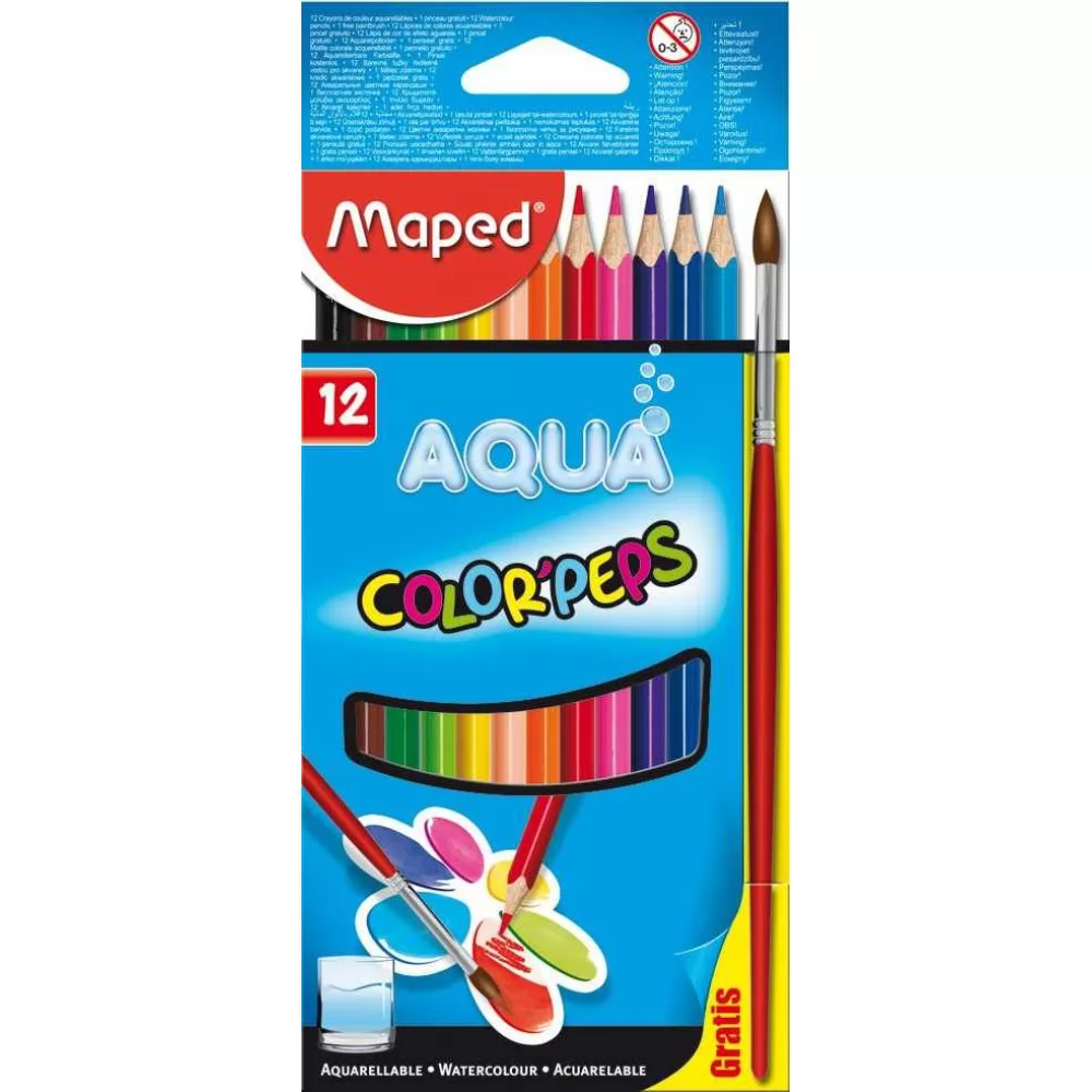 LÁPIS DE COR COLOR PEPS AQUARELAVEL + PINCEL DE MADEIRA CAIXA X 12