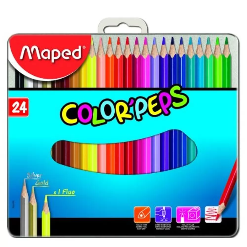 LÁPIS DE COR COLOR PEPS CAIXA METAL X 24