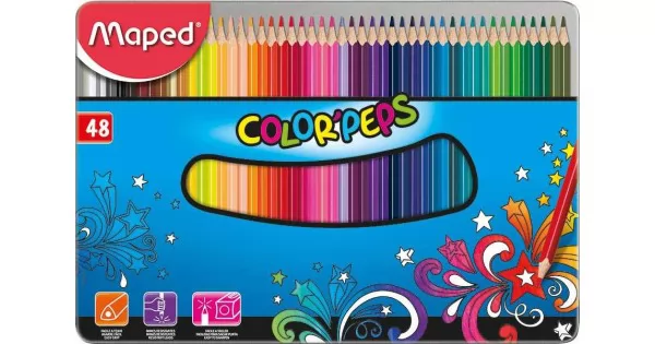 LÁPIS DE COR COLOR PEPS CAIXA METAL X 48