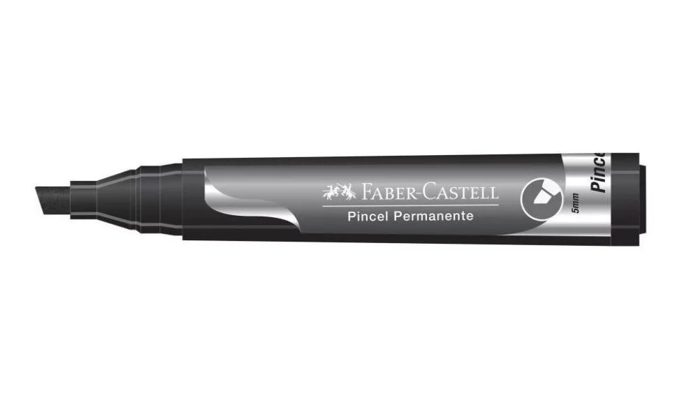 PINCEL MARCADOR PERMANENTE PRETO 5MM CHANFRADA- FABER CASTELL