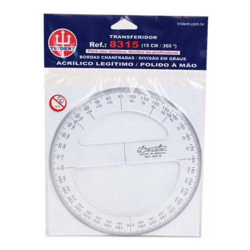 TRANSFERIDOR ACRÍLICO 360 GRAUS 12CM 3MM DESETEC 8