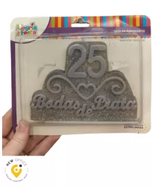 VELA  BODAS PRATA 25- ALEGRIA E FESTA