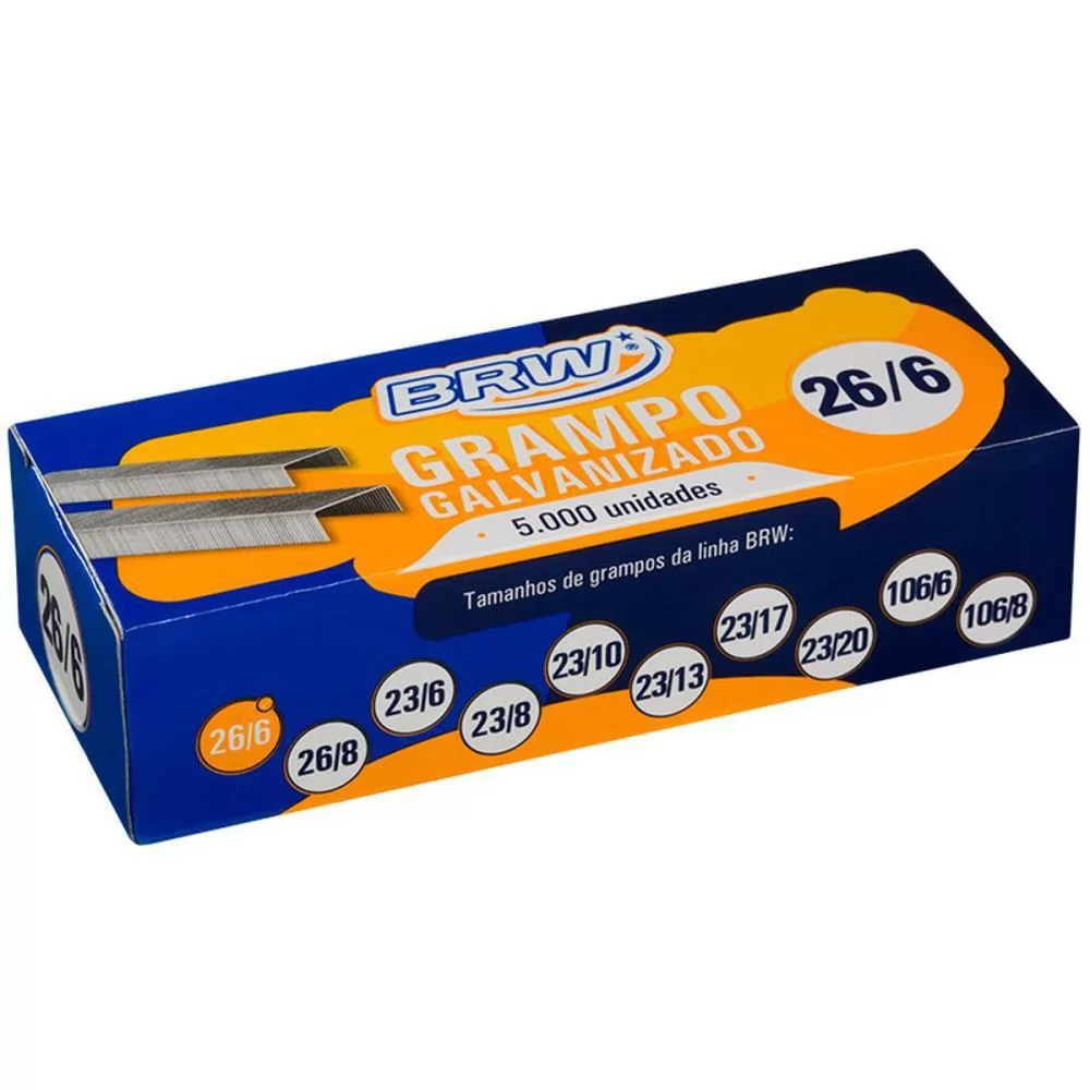 GRAMPO GALVANIZADO - 26/6 - 5.000 UN. - BRW