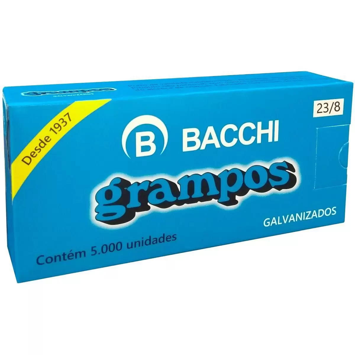 GRAMPO PARA GRAMPEADOR 23/8 GALVANIZADO 5000 GRAMPOS - BACCHI