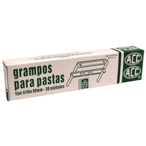 GRAMPO TRILHO PARA PASTAS 50 UNIDADES ACC