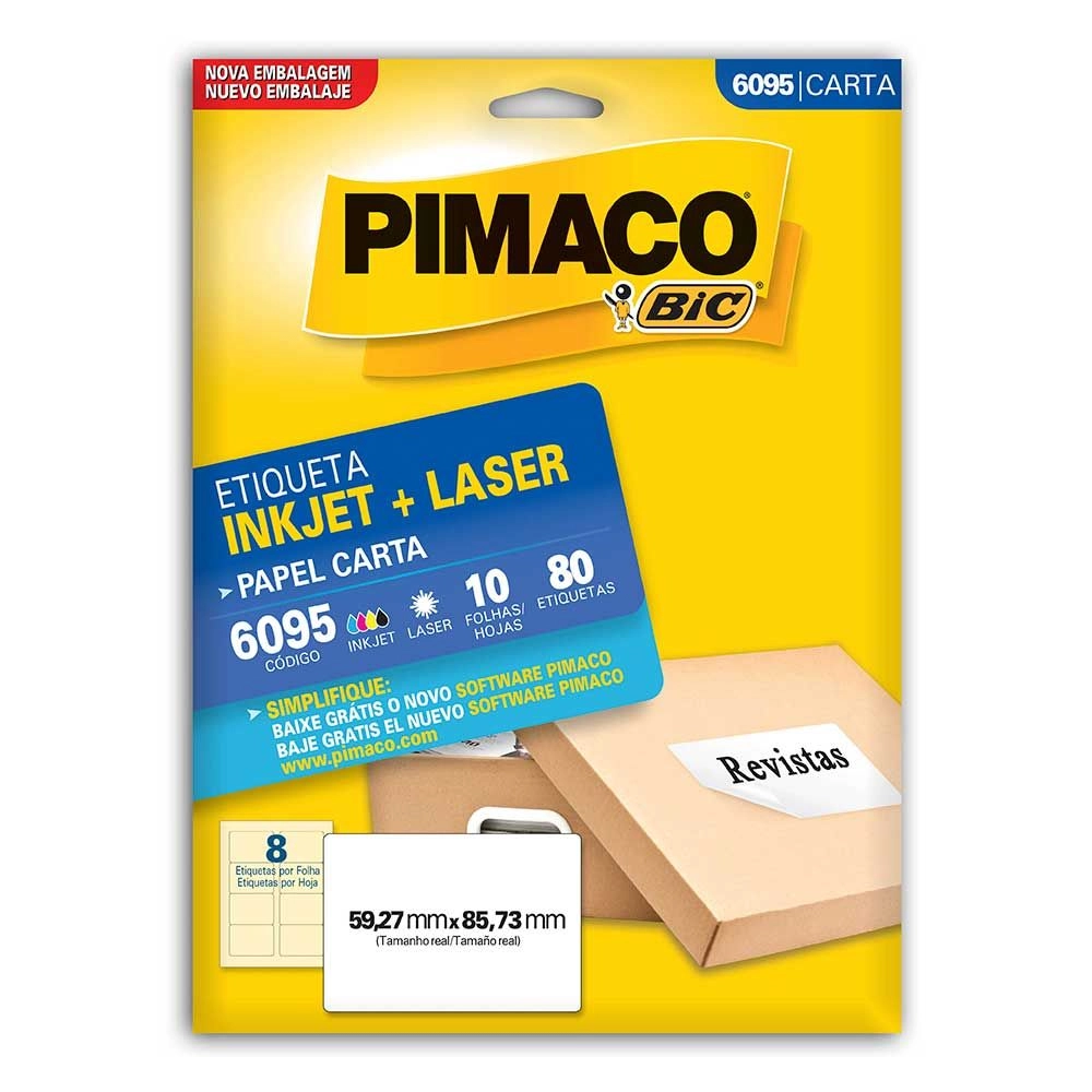 ETIQUETA PIMACO CARTA 010 FL 6095 59,27MMX85,73MM