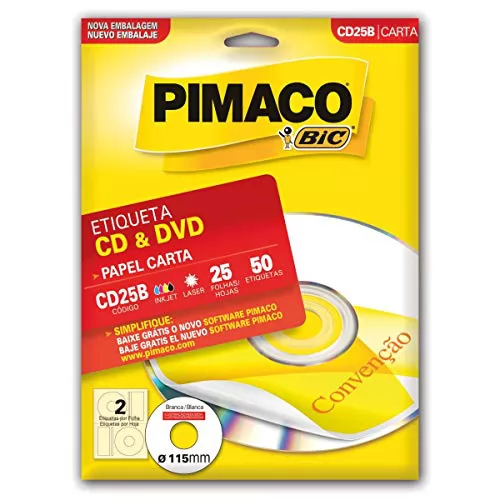 ETIQUETA PIMACO CARTA 025 FL CD25B 115MM - BRANCA