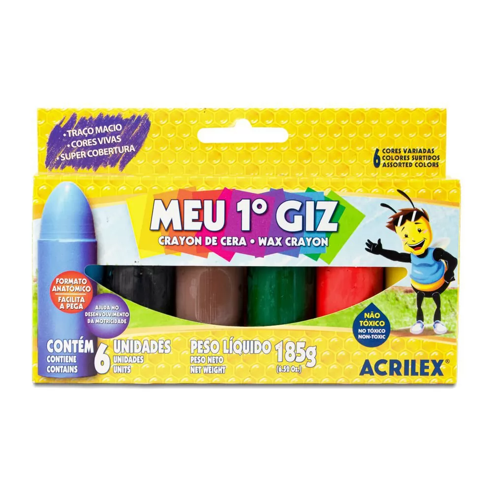 MEU PRIMEIRO GIZ C/6 CORES 185G- ACRILEX