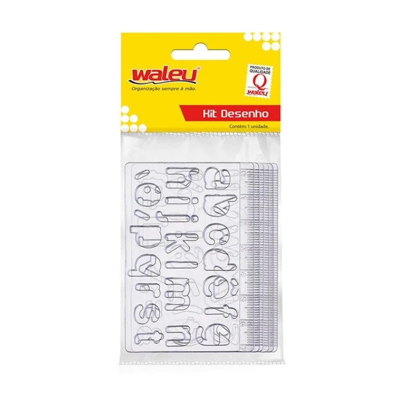 RÉGUA PLÁSTICA KIT DESENHO CRISTAL WALEU