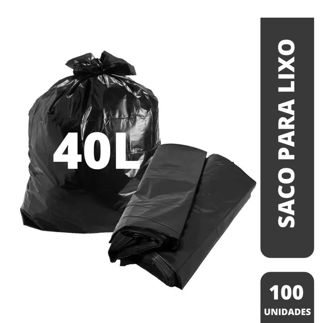 SACO DE LIXO TVP 40 L PRETO C/100 LEVE