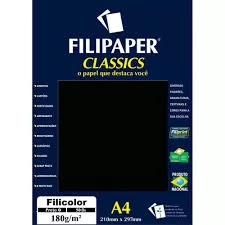 PAPEL A4 COLOR FILICOLOR PRETO 180G AVULSO